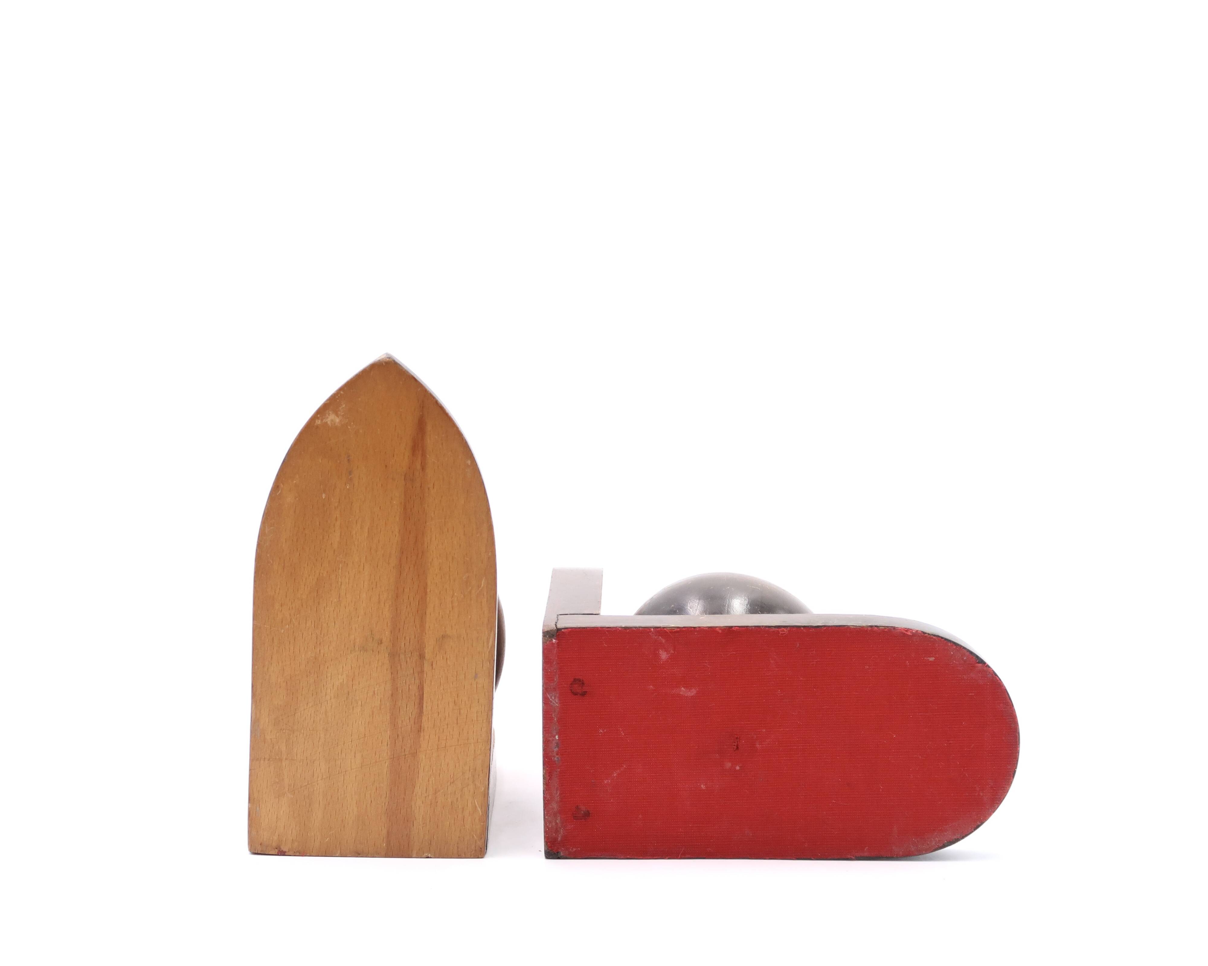 Wooden bookends decorated with spheres, 1950s