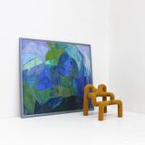 ‘Conversation in the rain’ Abstract Oil on Canvas Large Painting 1990s