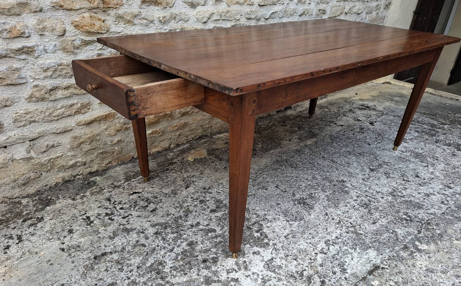 Table de ferme en chêne et sapin
