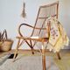 Fauteuil ancien en rotin large dossier
