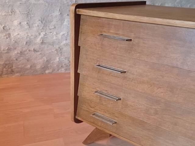 Commode vintage bois et pieds compas années 1950 1960