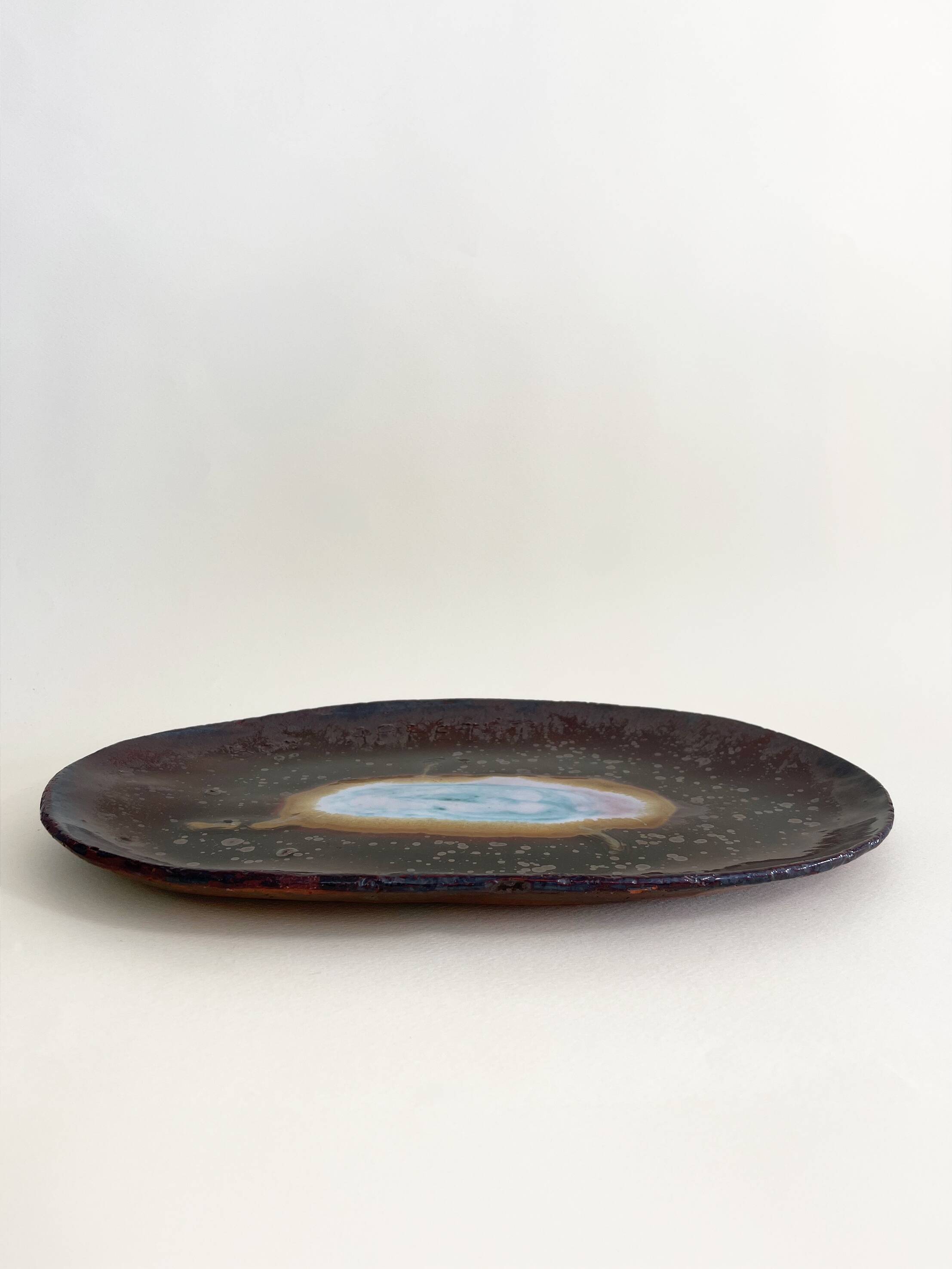 "Bon Appétit" Volcano Glazed Ceramic Dish