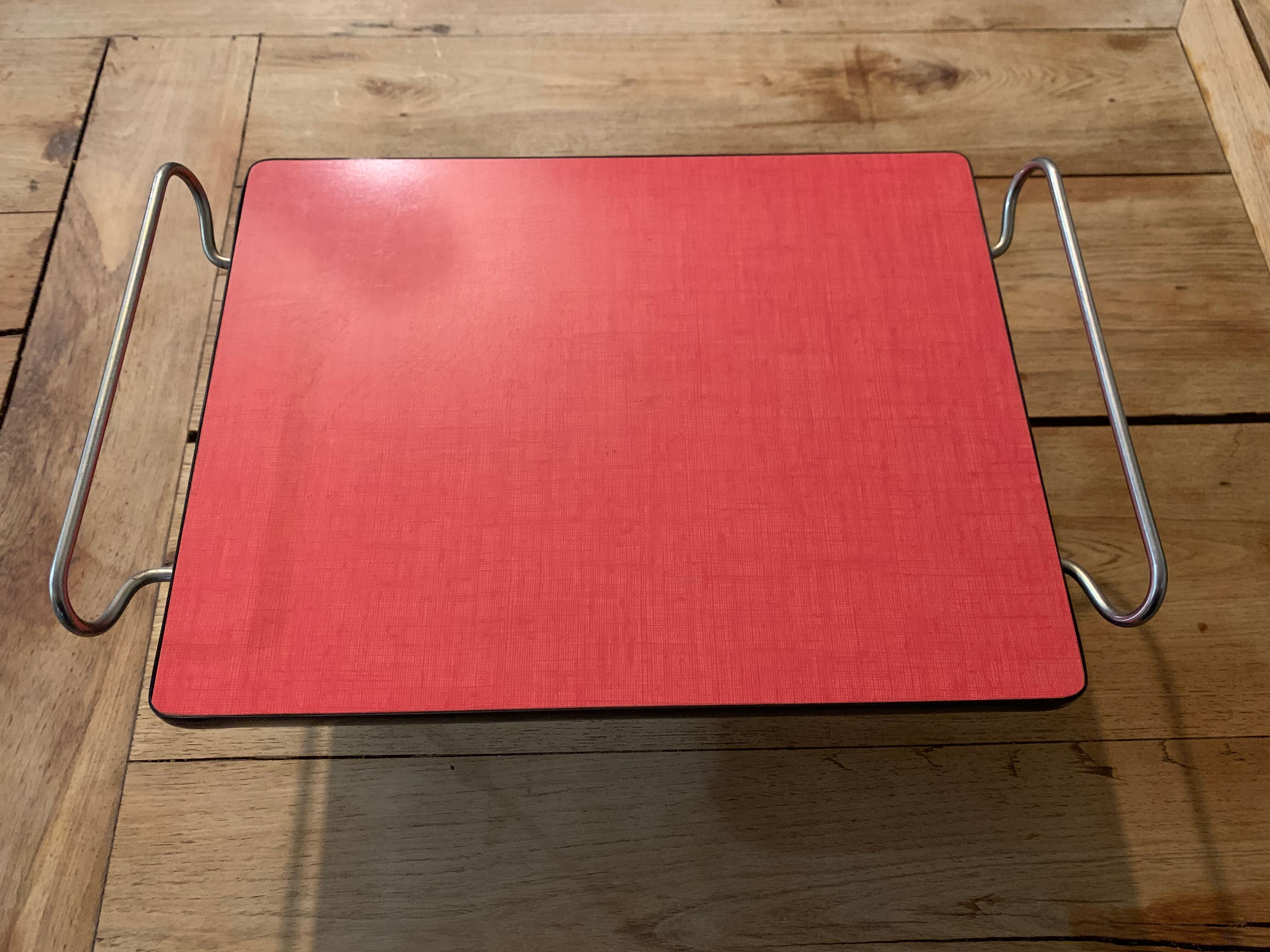 Service tray in red formica