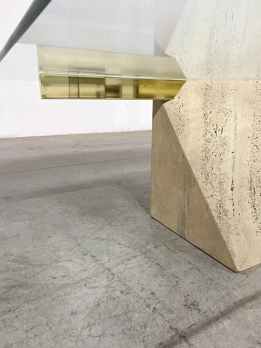 Italian travertine coffee table from Artedi, 1970s