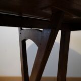 Round winemaker's table on original leather inlay gilded