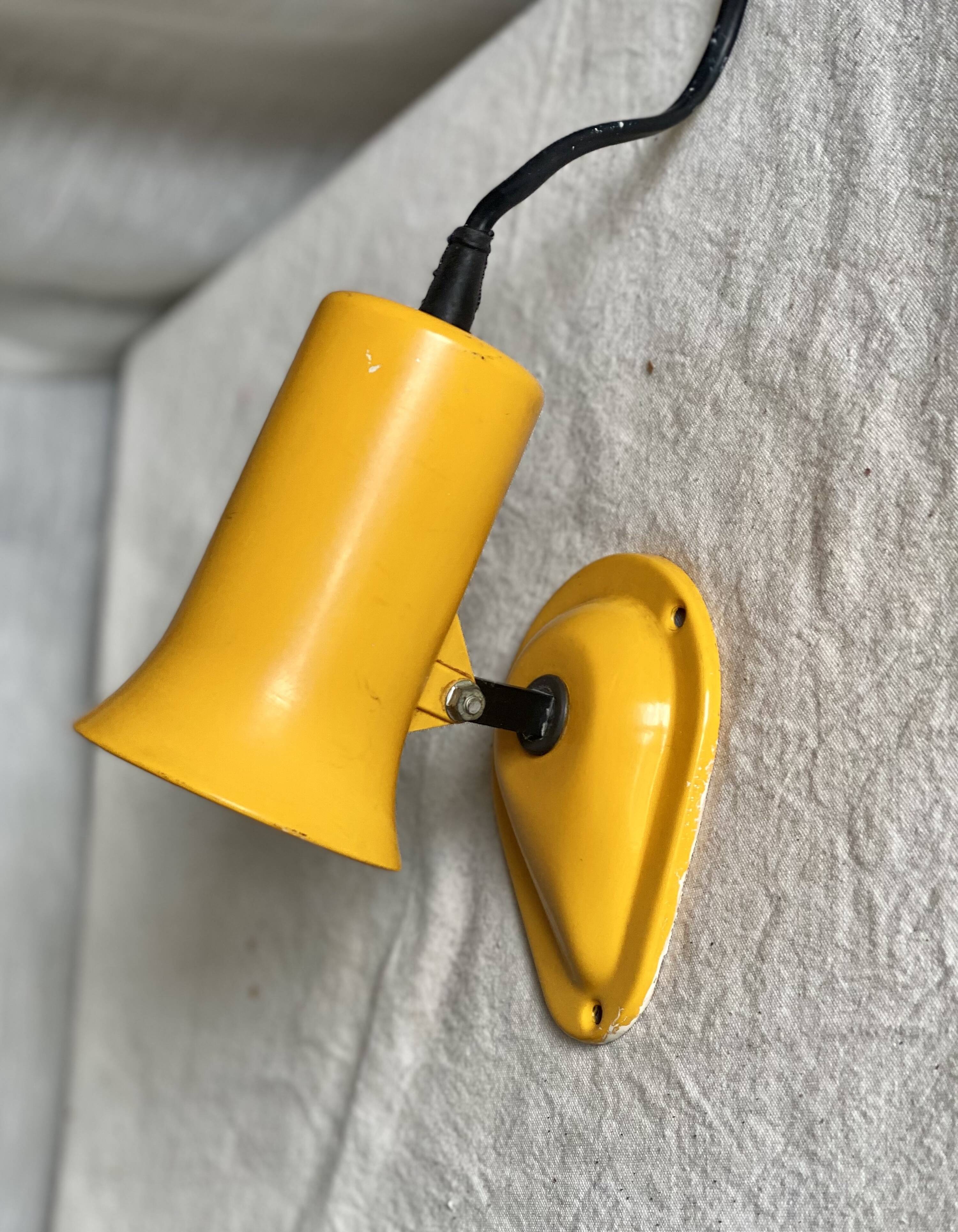 LITA wall lamp, adjustable, vintage 1960s, yellow lacquered metal spotlight