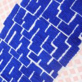 Klein blue Moroccan Berber hallway rug with reliefs