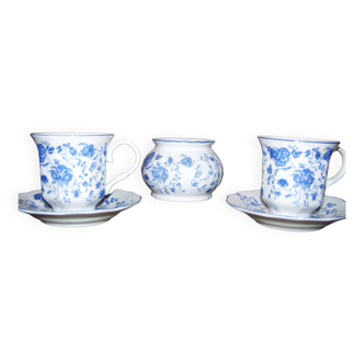 Coffee service with blue flower decor