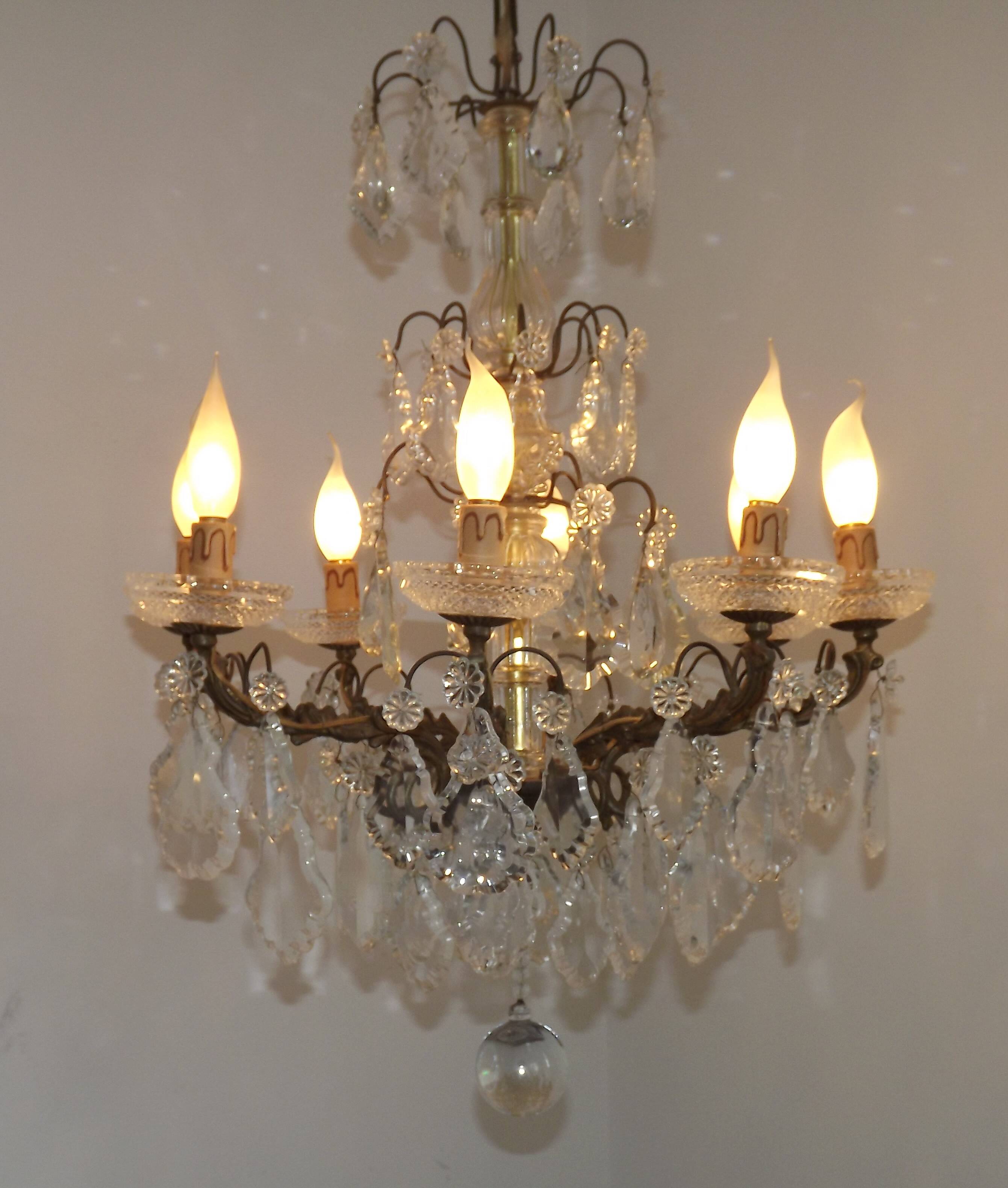 Lustre Rococo 8 lights in glass and antique bronze crystal 5199