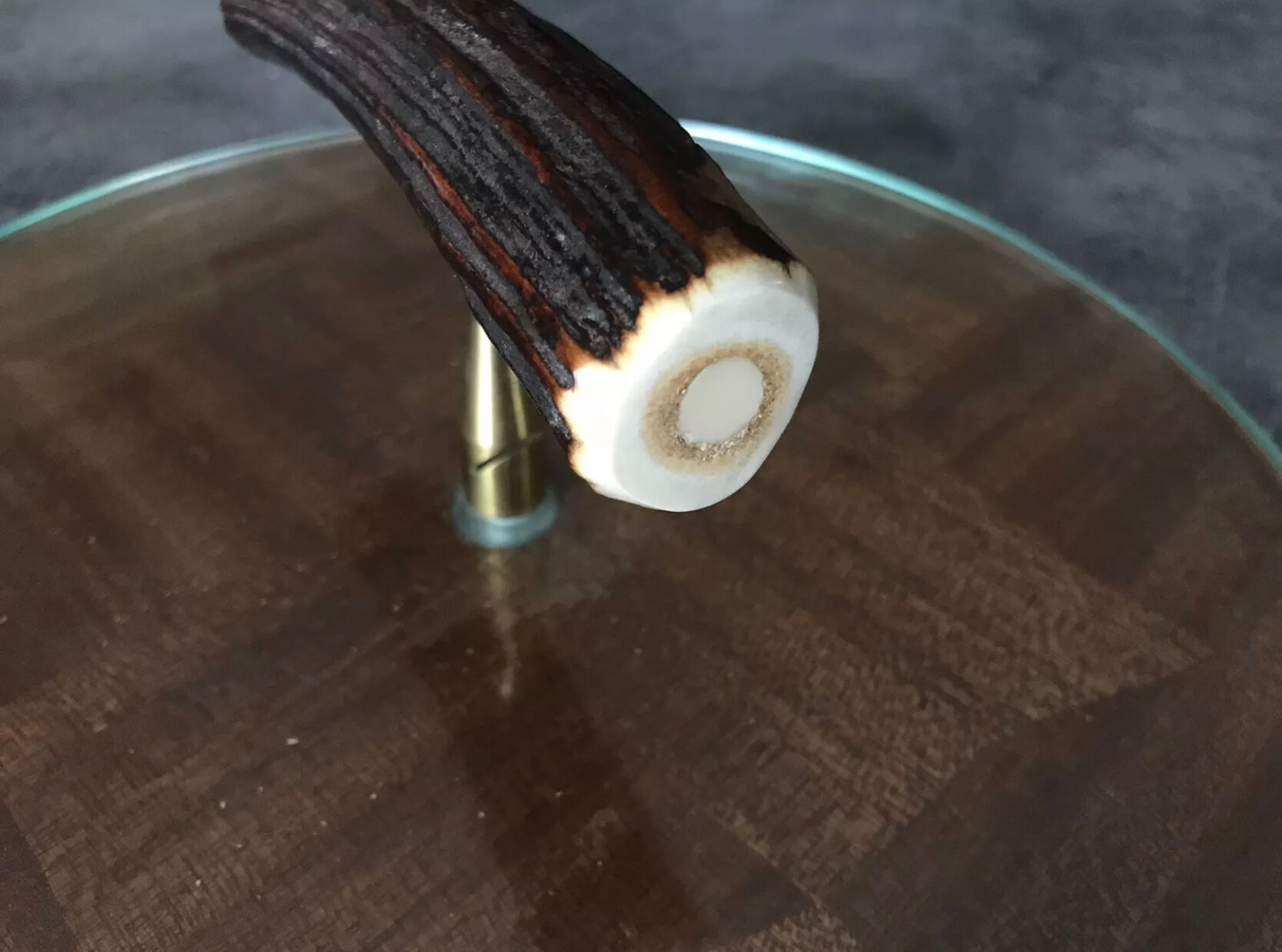 Cheese plat vintage rond marquetry plateau turning glass 28.5 cm