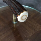 Cheese plat vintage rond marquetry plateau turning glass 28.5 cm