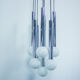 Suspension vintage with 9 bulbs in frosted glass 1960