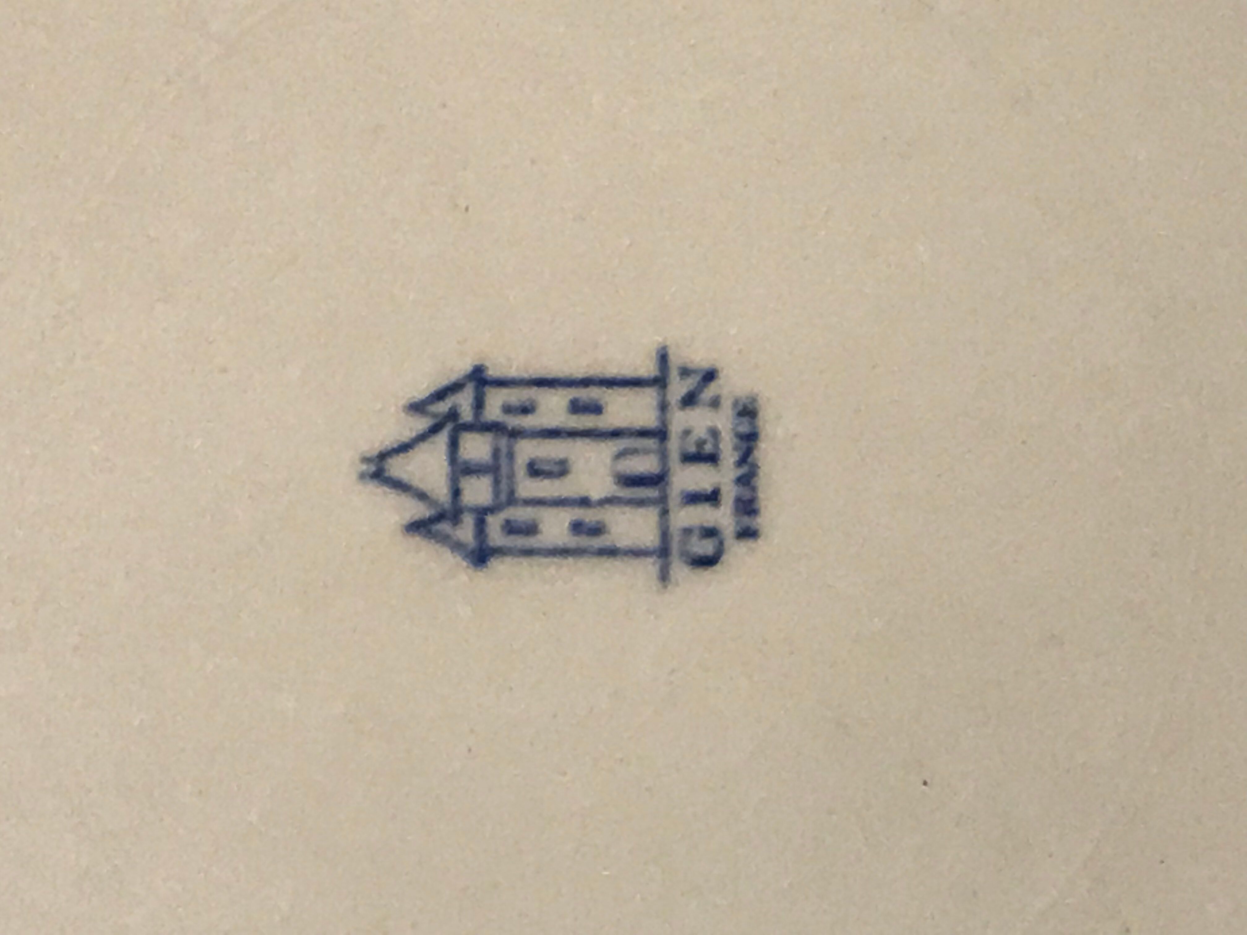 Lot of 5 flat plates and 5 plates Gien 1960, blue and white hollow