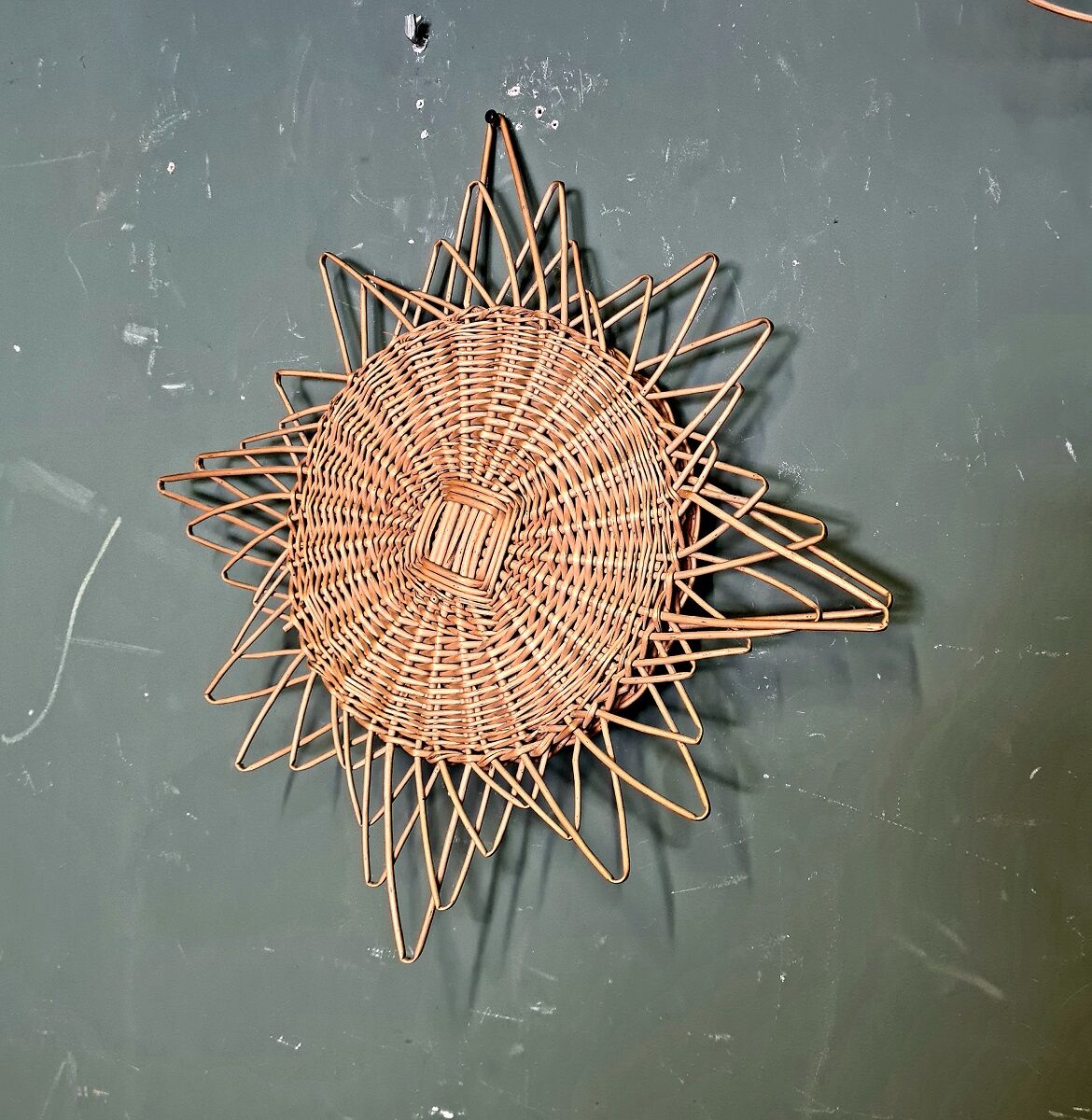 French rattan mirror, 1960s, vintage