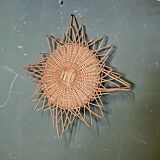 French rattan mirror, 1960s, vintage