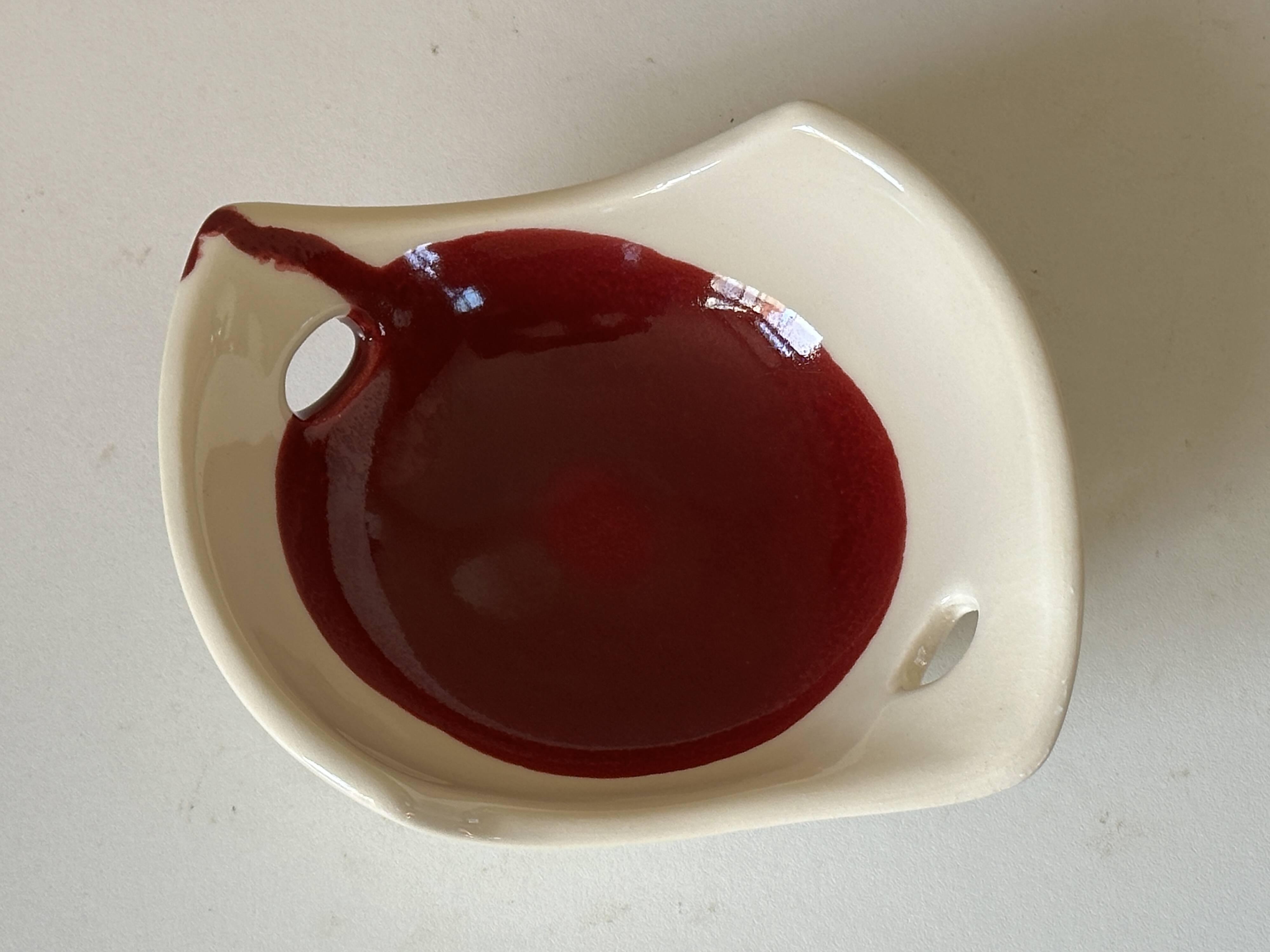 Ceramic empty pocket bowl signed Lude France 1960s