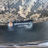 Pair of italian swivel armchairs in chrome-plated metal and piton imitation fabrics