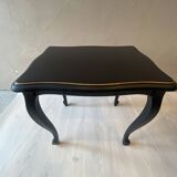 Duo de tables d'appoint vintage relookées - Noir mat et détails dorés