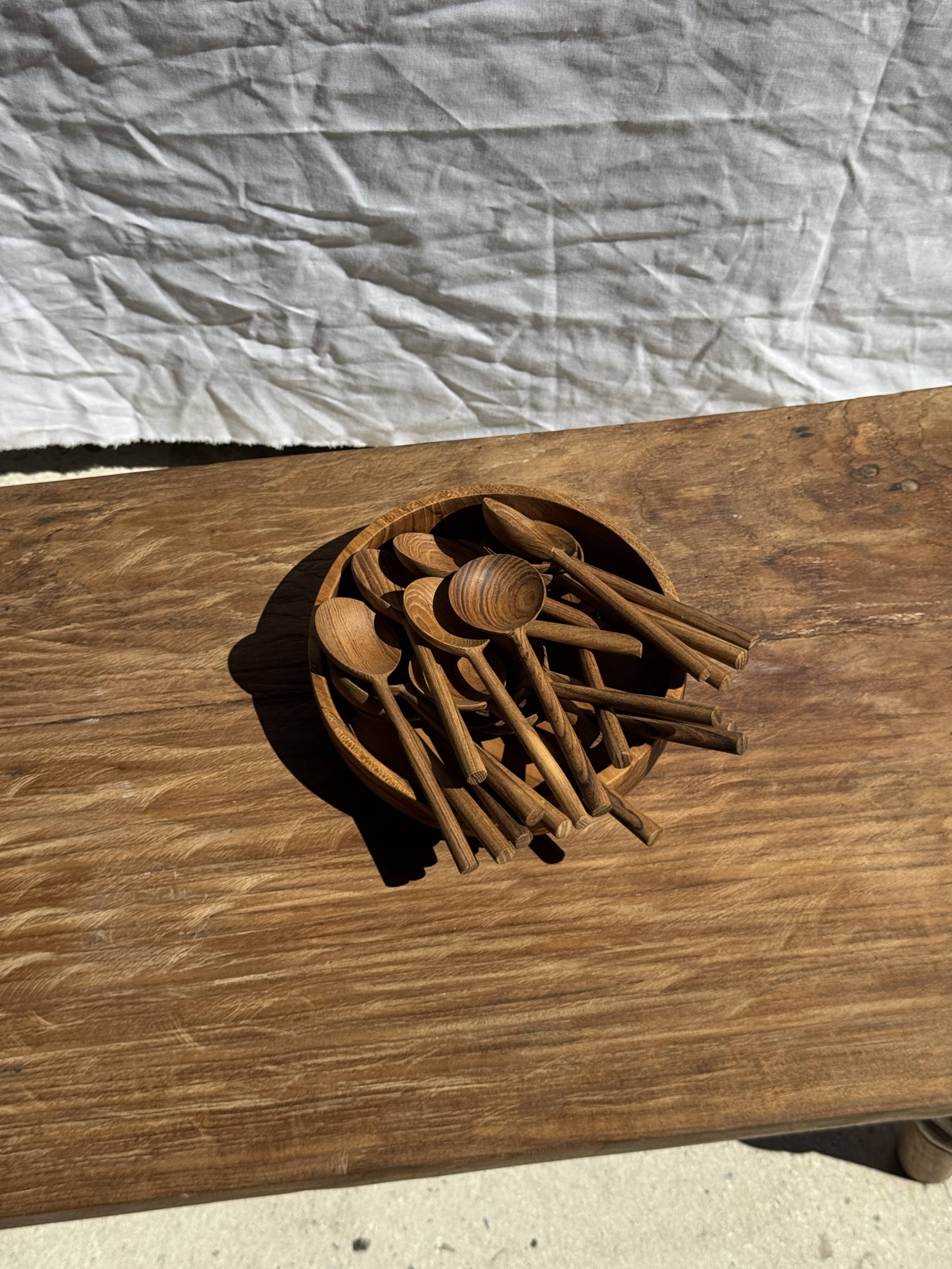Small spoon, round kitchen utensil in teak L16 D2