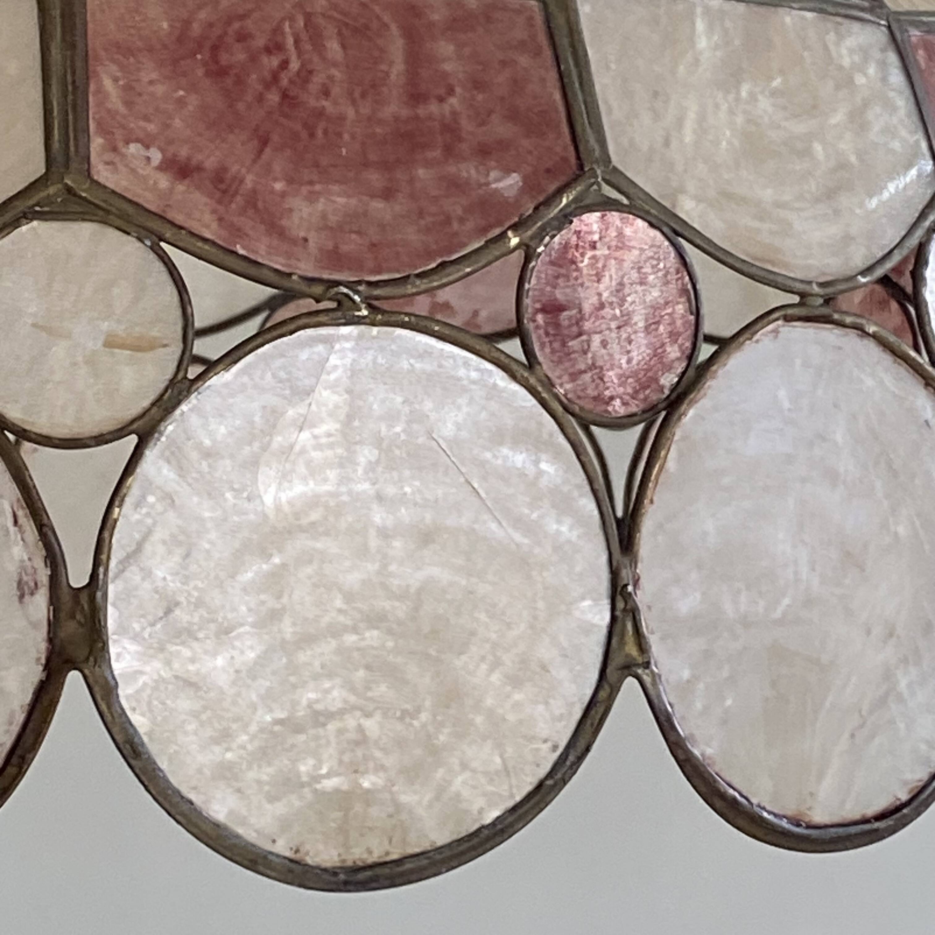 1950s vintage pendant light with mother-of-pearl shade