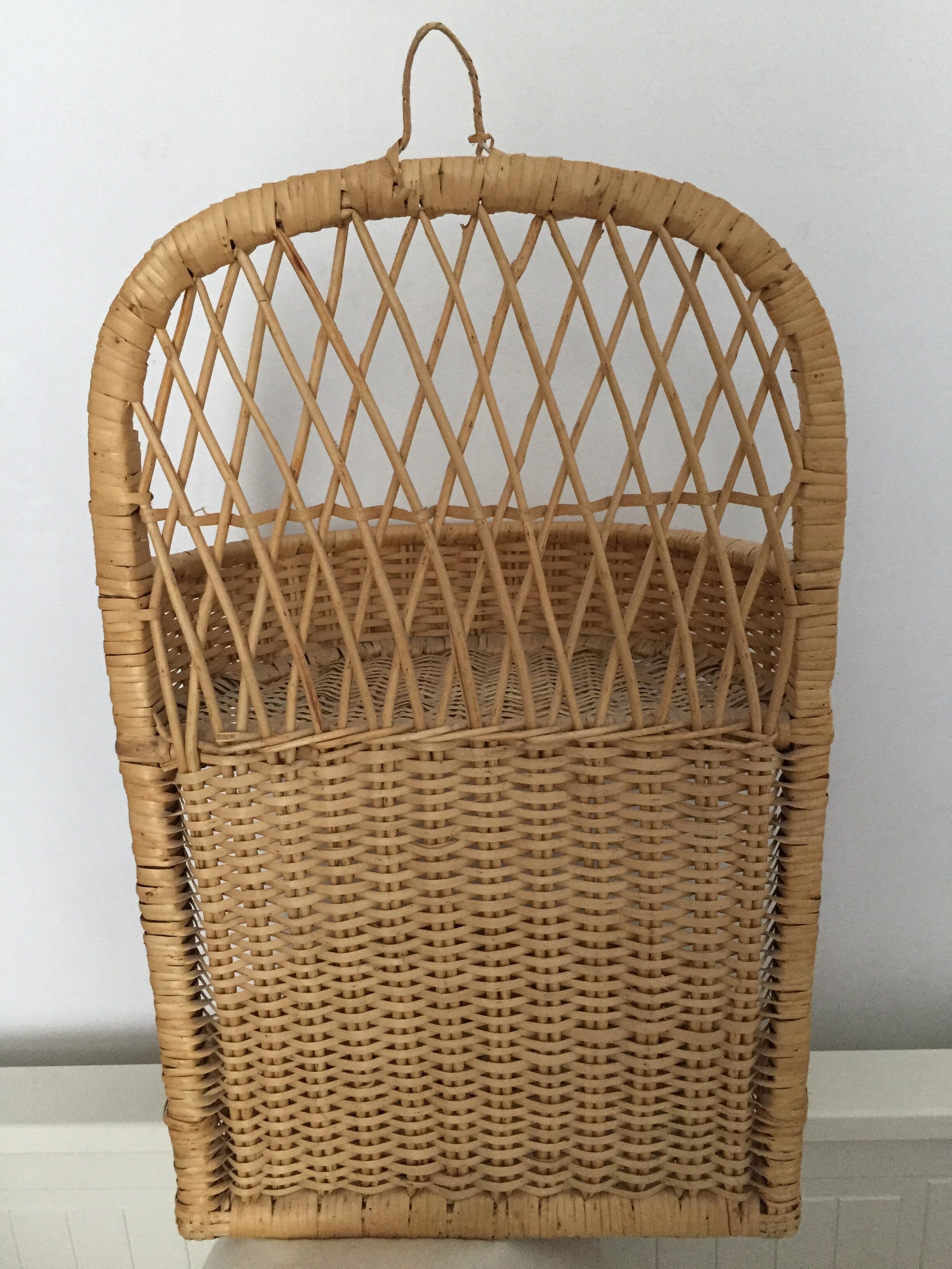 Rattan shelf, vintage storage