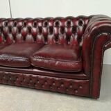 Chesterfield leather sofa burgundy English style