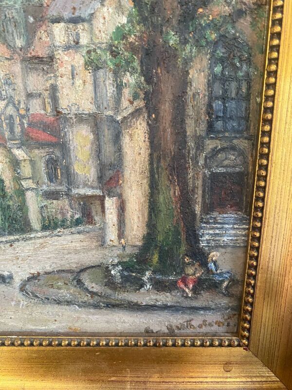 Huile sur carton ancienne encadrée