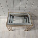 Vintage gilded metal side tables, glass and mirror