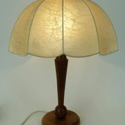 rare large mid century modern cocoon TABLE LAMP cherrywood base 1970s
