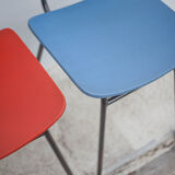 Set of 4 vintage chairs in metal and vinyl