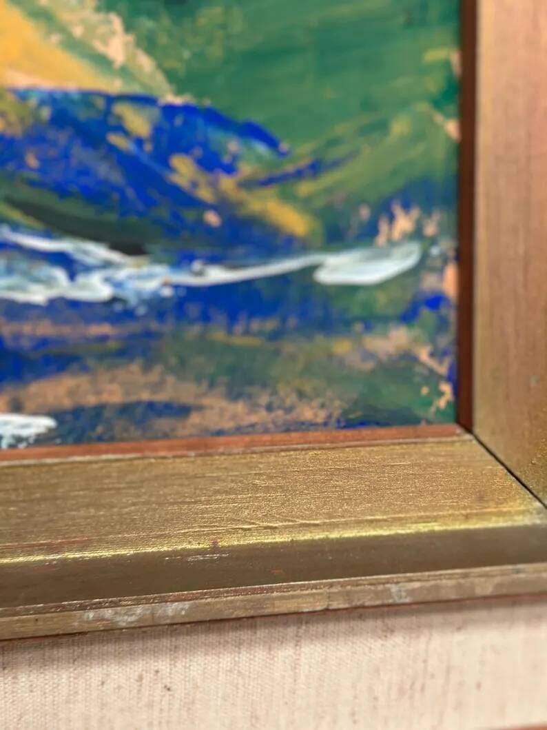 Original Swedish Oil on Cardboard – "Mountains" by Svendolf Carlsson – Signed – Vintage and Framed – 70 × 45 cm (27.6" × 17.7")