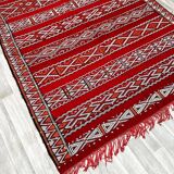 Zemmouri Kilim Rug, Flat Weave Berber Rug, Handmade Moroccan Rug, Home Decor