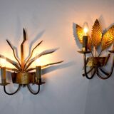 Pair of floral wall lamps by Ferroarte, regency, Spain, 1970