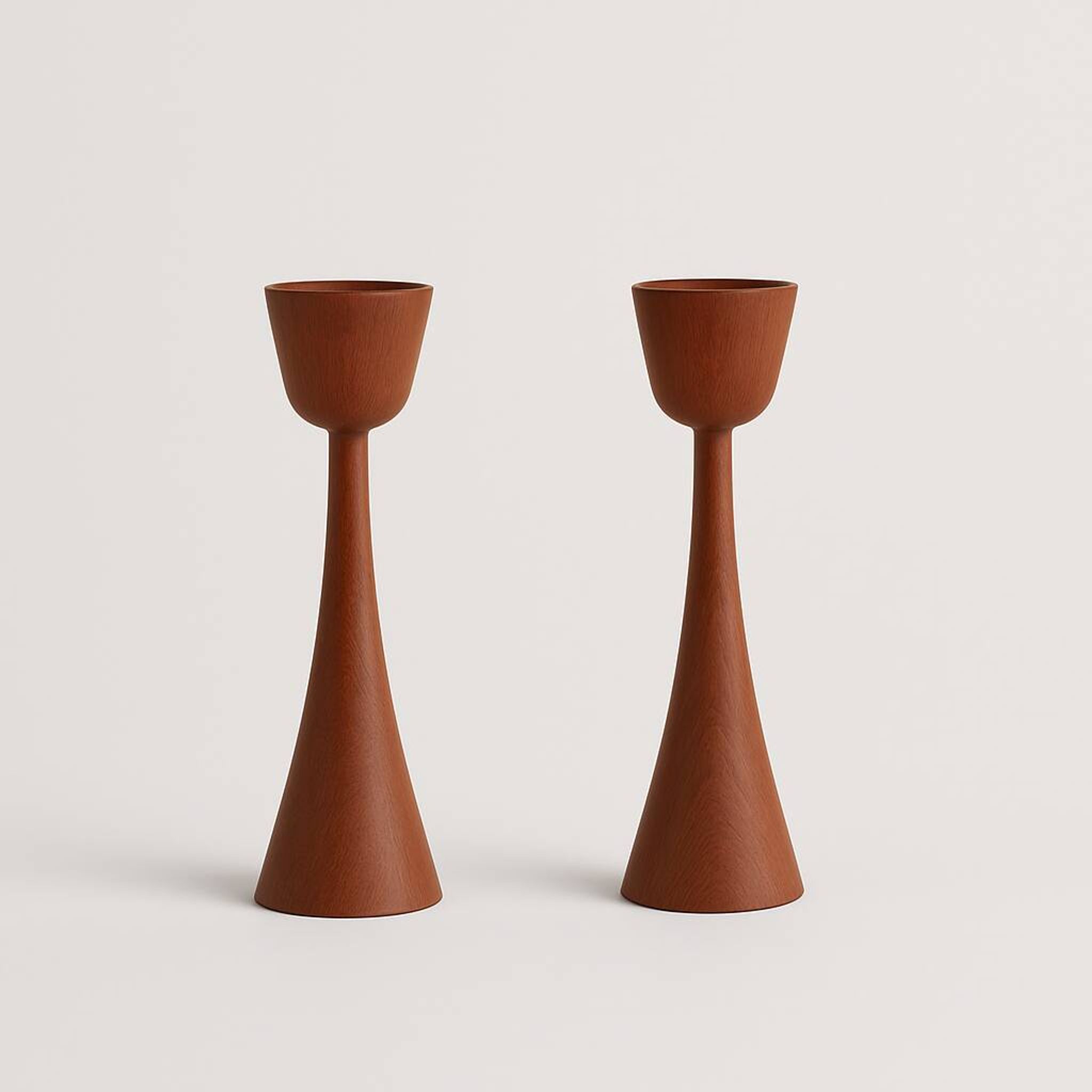 Pair of teak candlesticks – Danish design, 1960s