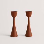 Pair of teak candlesticks – Danish design, 1960s
