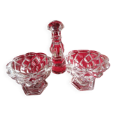 Double glass salt cellar moulded pressed 20th century