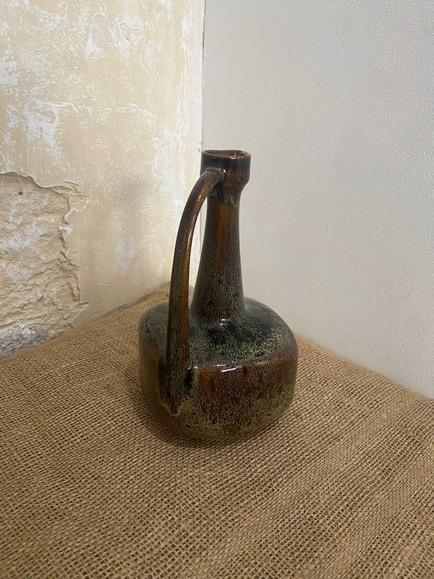 Vase soliflore en grès émaillé vintage, années 70