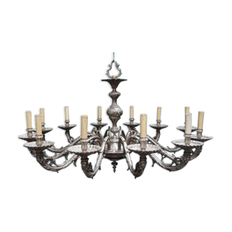 Large chandelier bronze silver