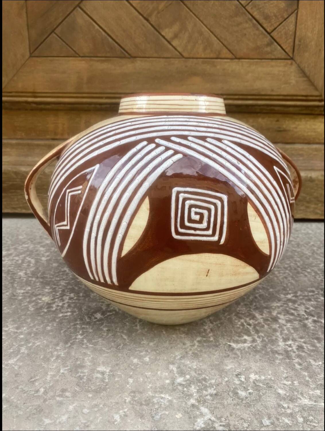 Pair of 2-handled ball vases by Hélène Moisand circa 1950