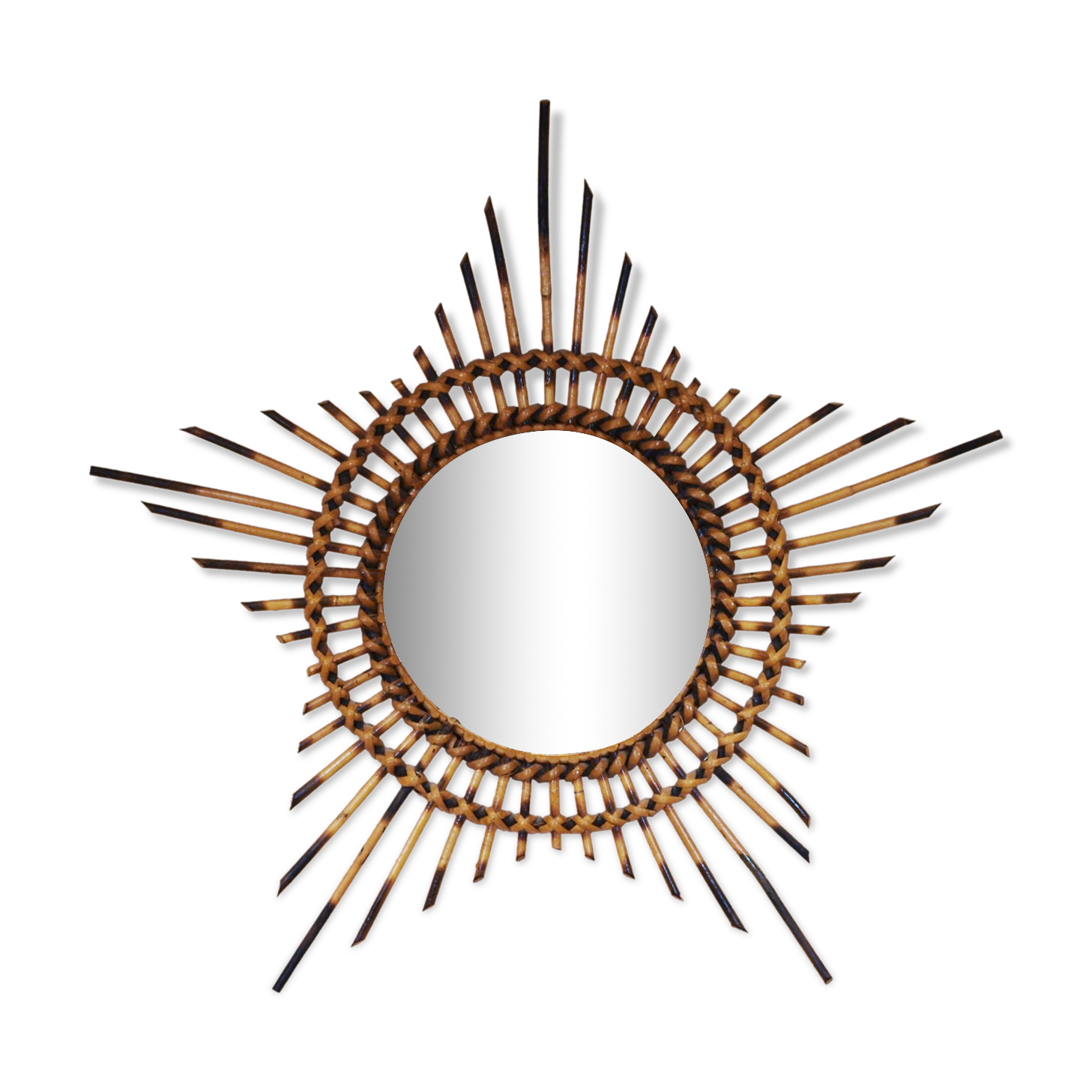 Large mirror sun rattan 65 cm