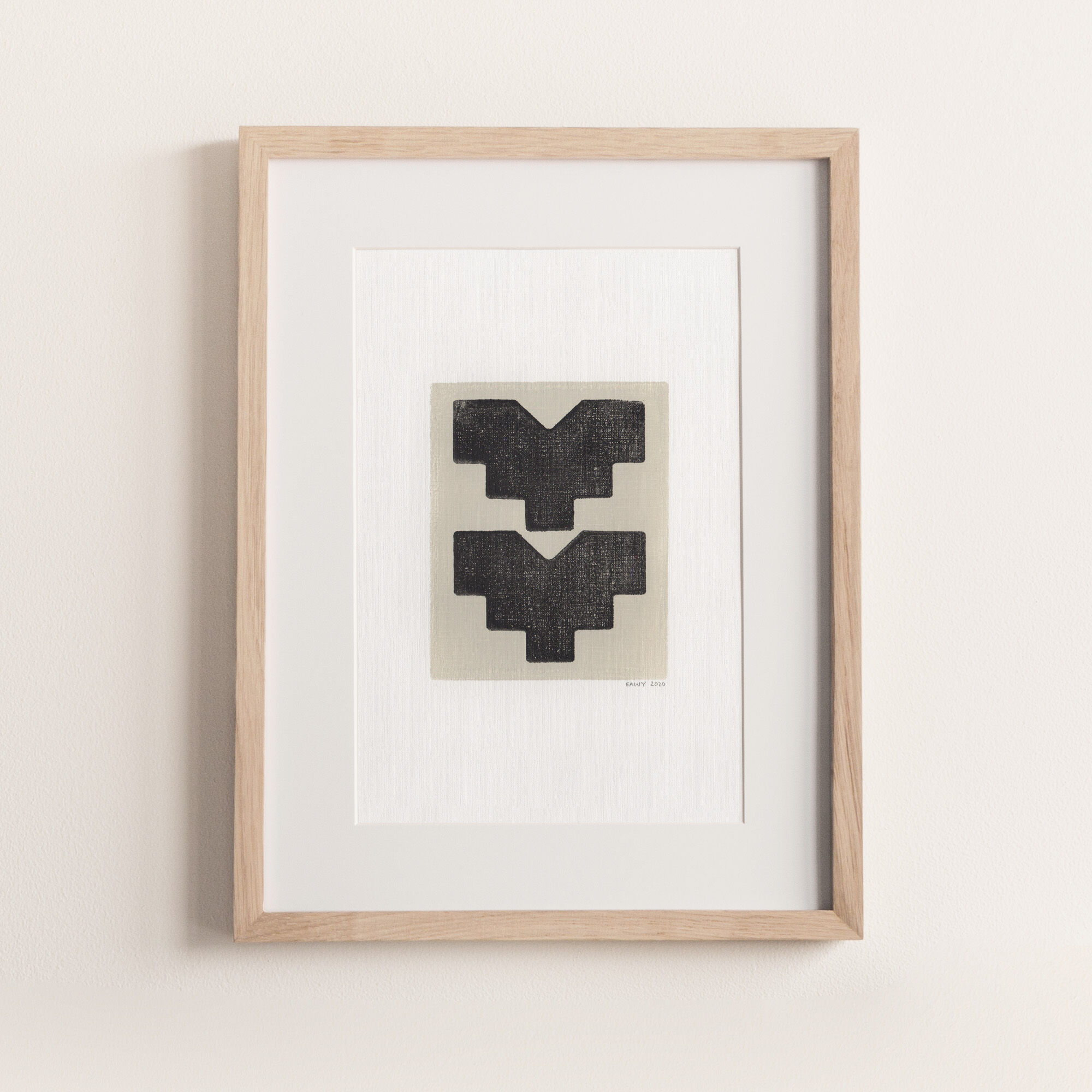 One-design painting on paper, dated and signed without frame