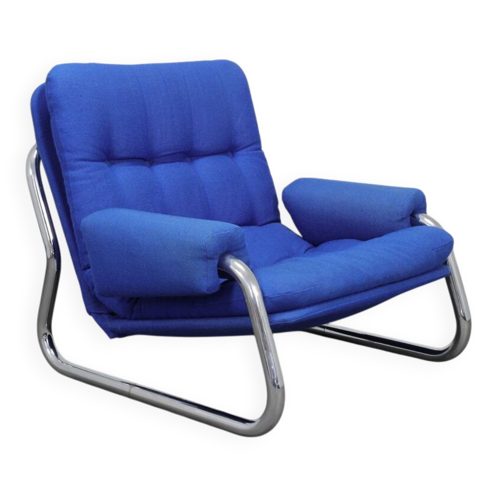 Chrome Tubular Frame Lounge Chair, 1970s