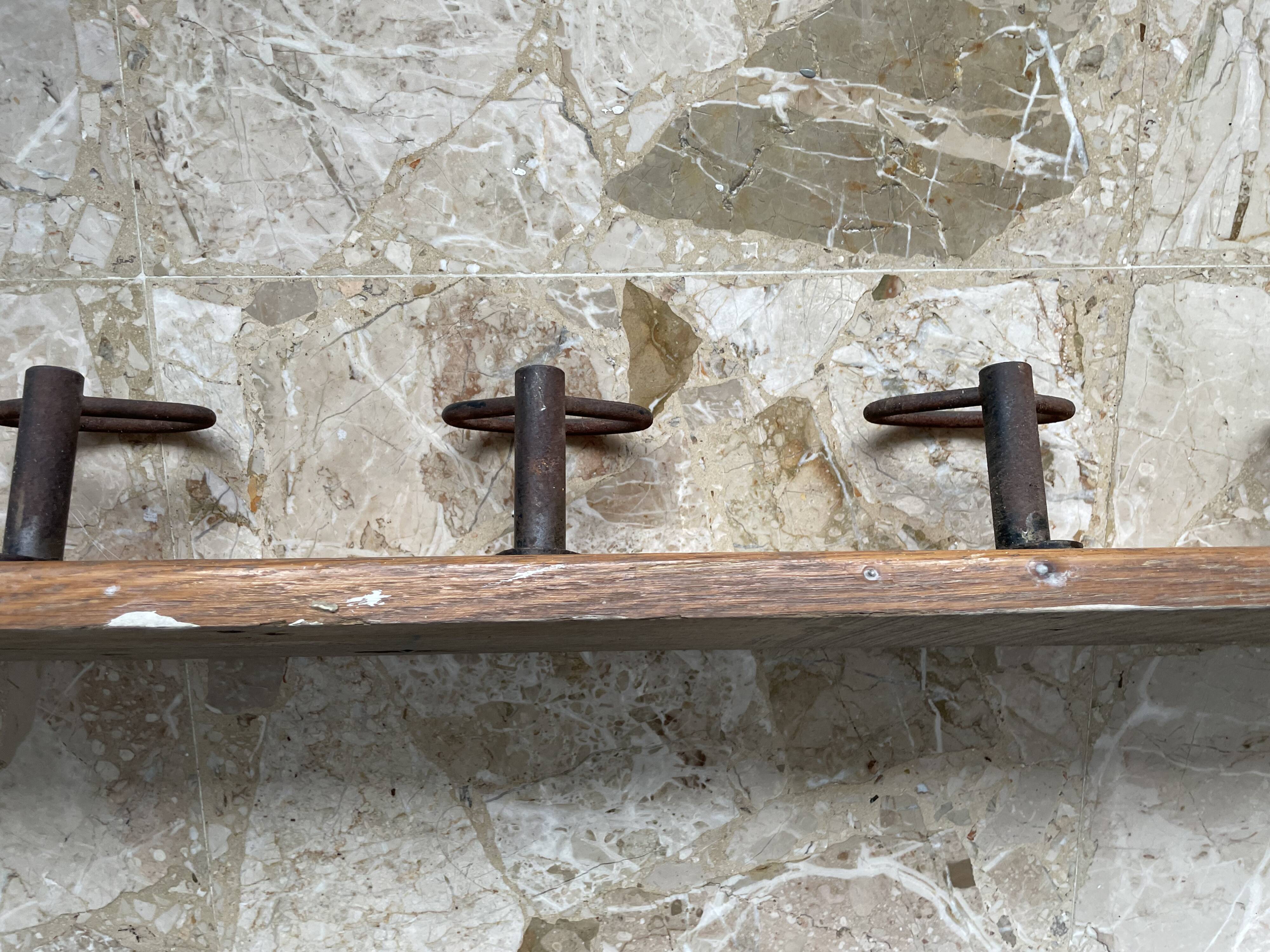 Long antique wall coat rack 186cm