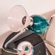 Chrome metal diabolo lamp and green globe