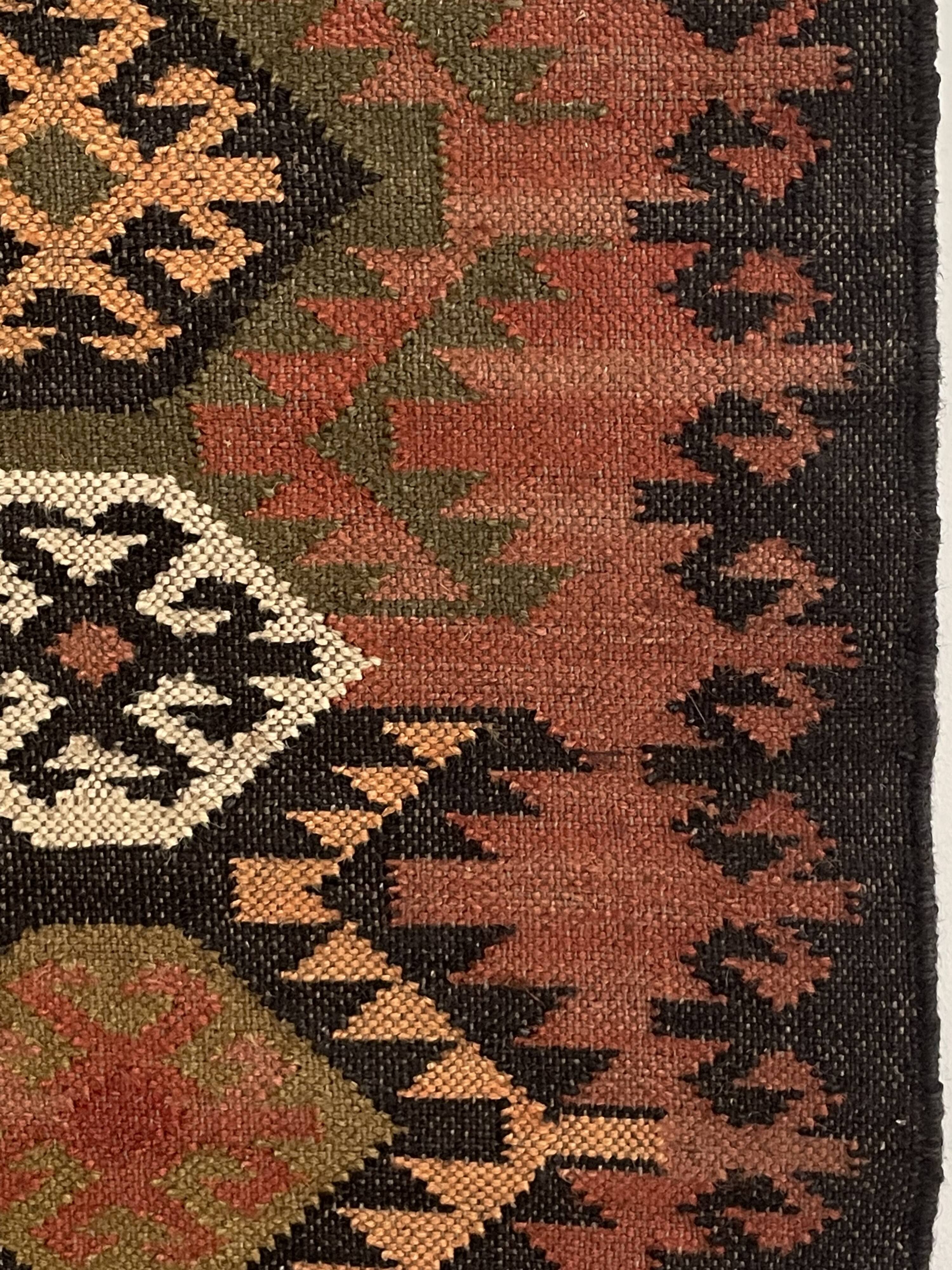 Jute and wool handwoven kilim runner
