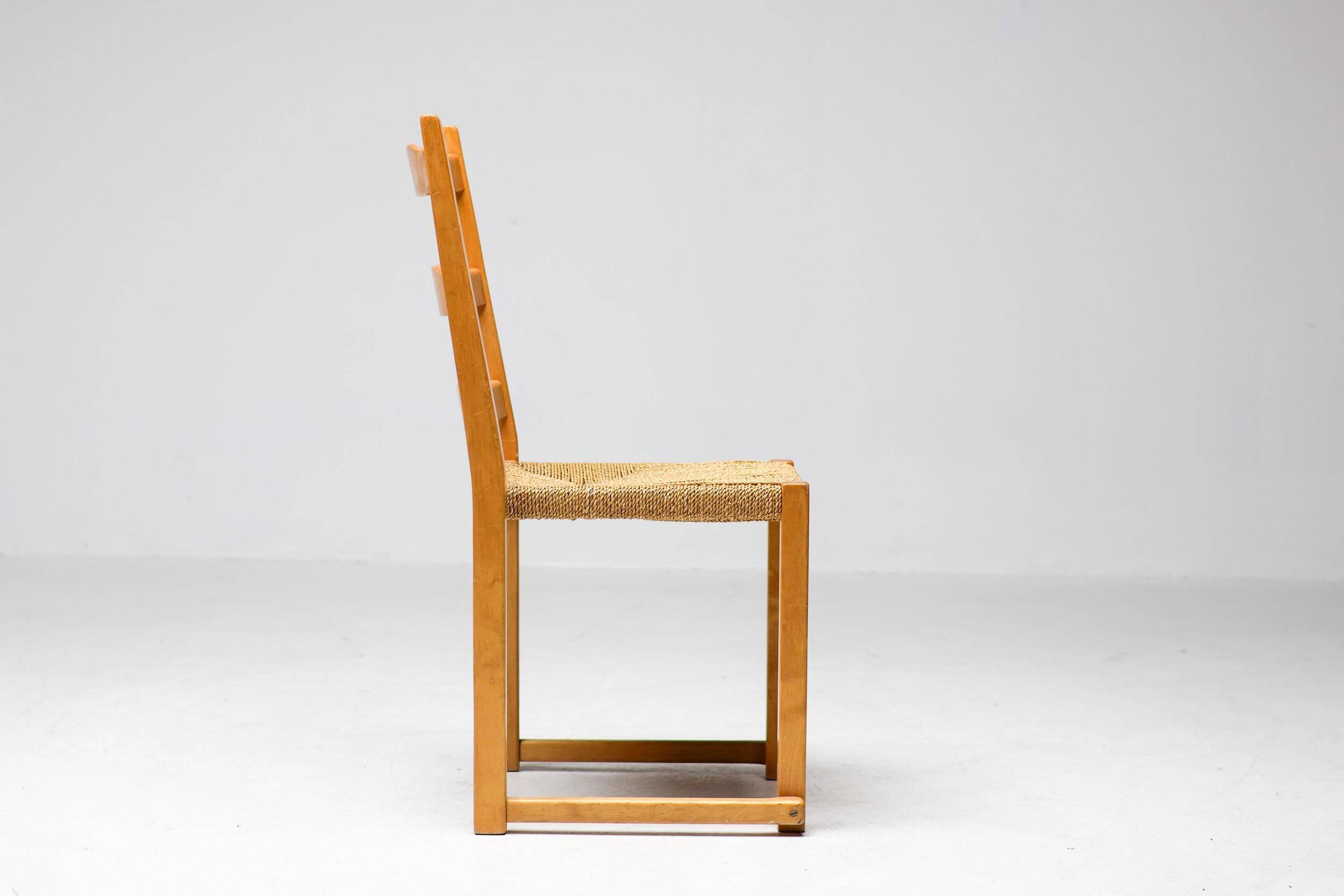 Stackable chairs Poul Volther Gemla Sweden in modern Scandinavian ash from the mid-20th century.