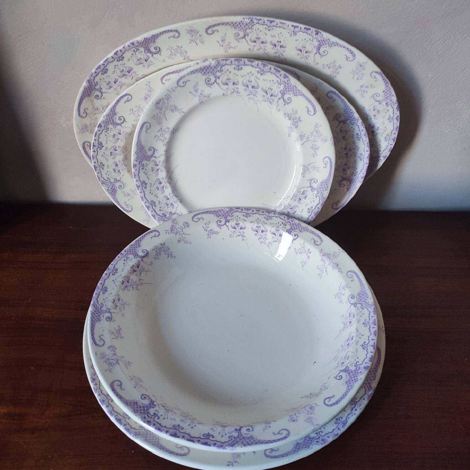 5 Longwy earthenware serving dishes