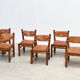 Ensemble de six chaises de salle à manger en cuir brutalistes
