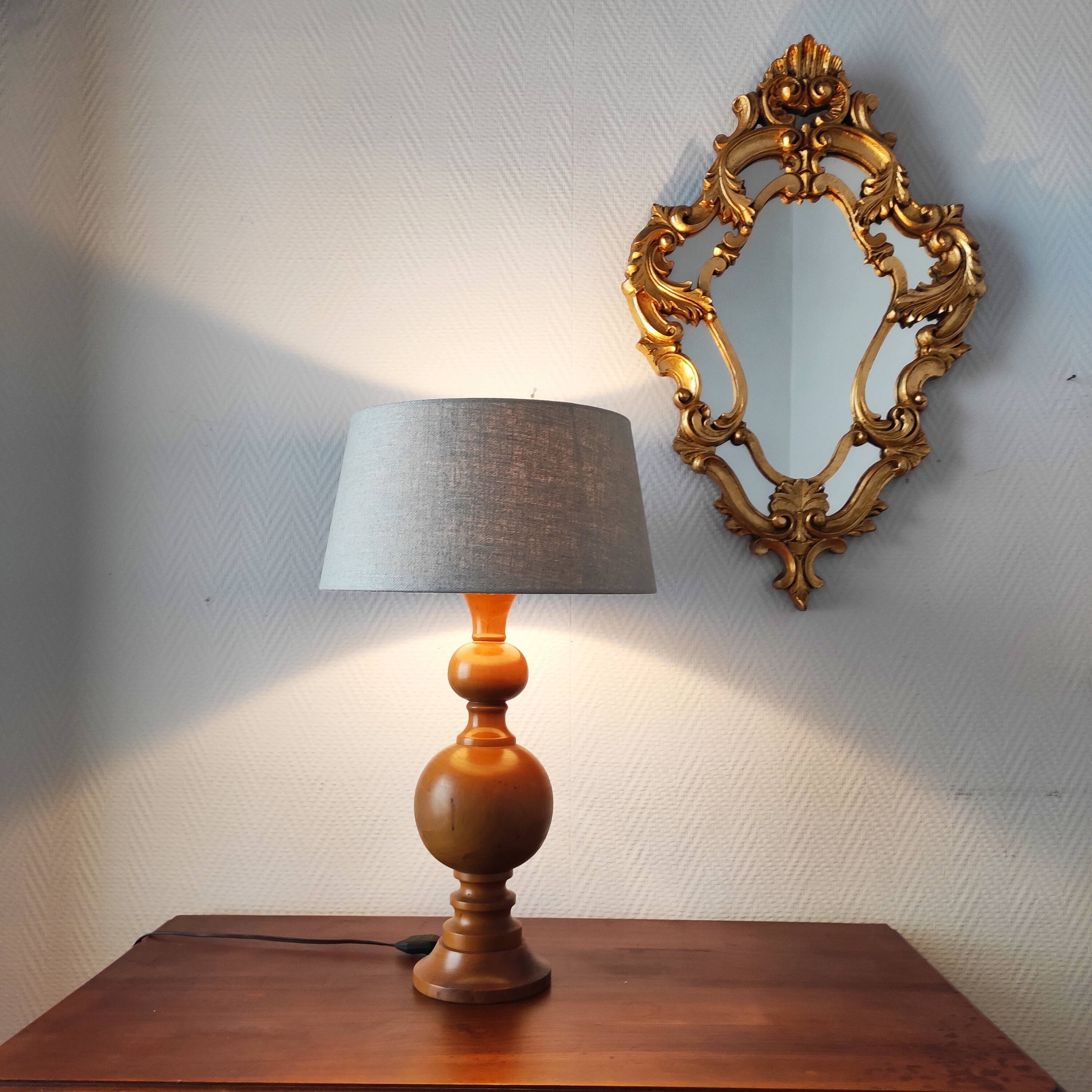 Vintage turned wooden living room lamp
