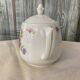 Cream porcelain coffee pot with multicoloured pastel floral decoration CT Karl Tielsch, Germany 1940s.